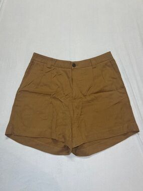 A New Day Linen Shorts Women Size 14 Pleated High Rise Summer Casual Lightweight